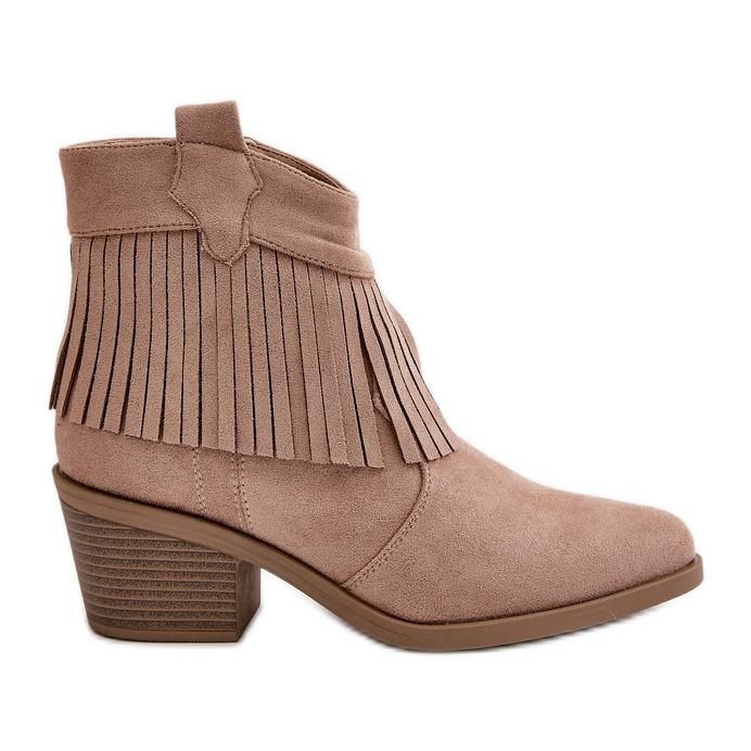 Damen-Cowboystiefel mit Reißverschluss, Öko-Wildleder, Beige S.Barski HY42-127