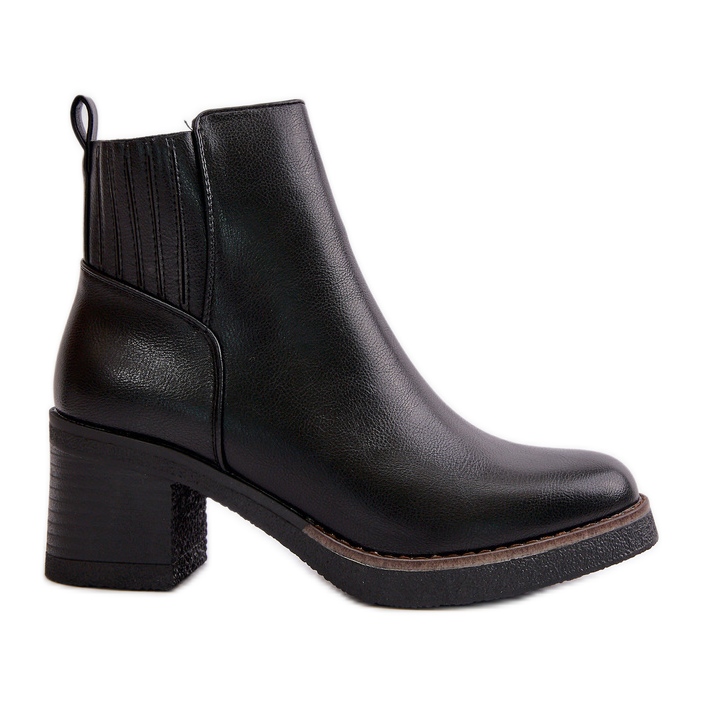 Isolierte Damenstiefel mit hohem Absatz aus Öko-Leder in Schwarz von Irittes