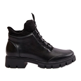 Niedrige isolierte Damenstiefel aus Öko-Leder, Schwarz Erisabelle