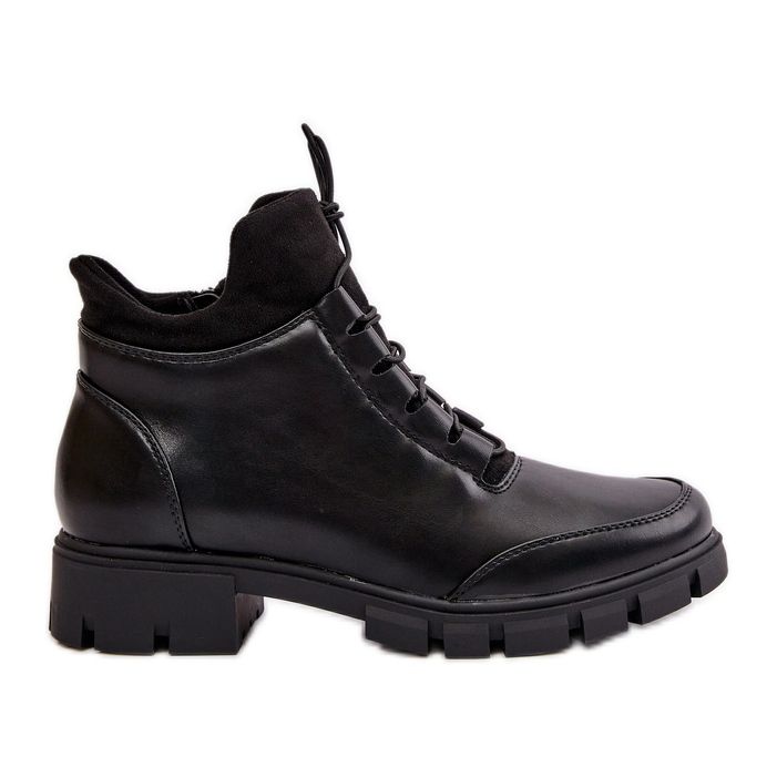 Niedrige isolierte Damenstiefel aus Öko-Leder, Schwarz Erisabelle