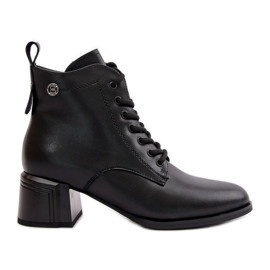 Damen-Schnürstiefel mit hohem Absatz, warmes Naturleder, Schwarz Vinceza 91110