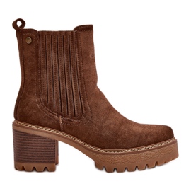 Damen-Stiefel mit hohem Absatz aus Öko-Wildleder, warmes Dunkelbraun von Nevitas
