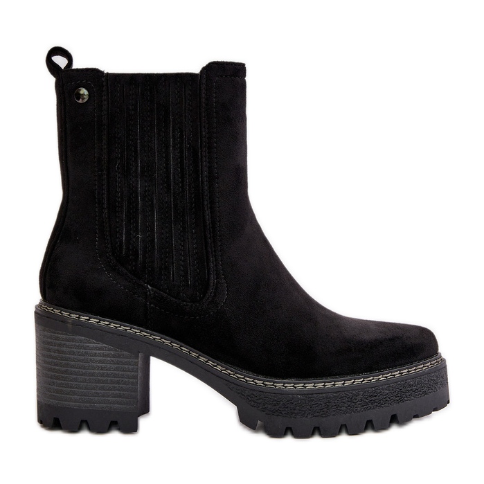 Damen-Stiefel mit hohem Absatz aus Öko-Wildleder, warmes Schwarz von Nevitas