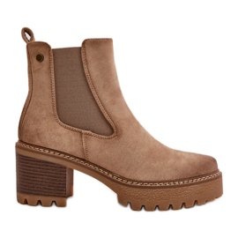 Isolierte Damenstiefel mit hohem Absatz, Öko-Wildleder, Beige Irissinae