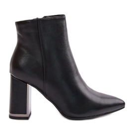 Damen-Stiefeletten mit hohem Absatz, mit Reißverschluss befestigt, isoliertes Öko-Leder, schwarzes Mevair