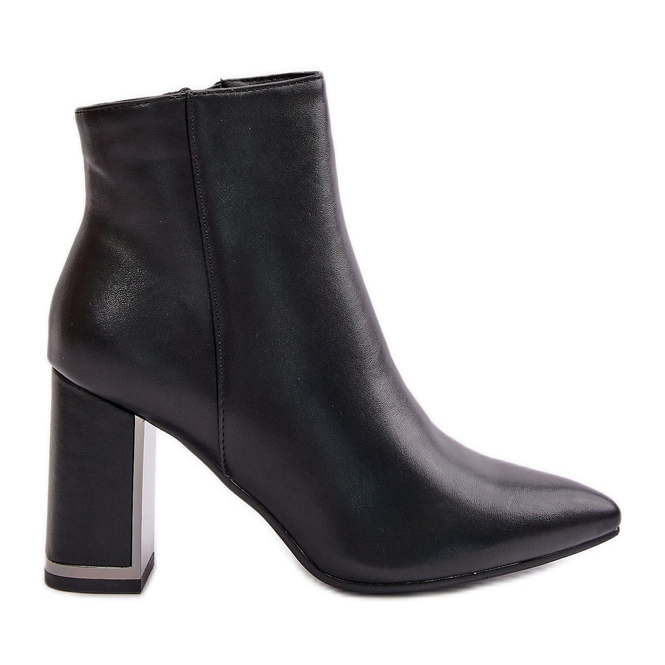 Damen-Stiefeletten mit hohem Absatz, mit Reißverschluss befestigt, isoliertes Öko-Leder, schwarzes Mevair