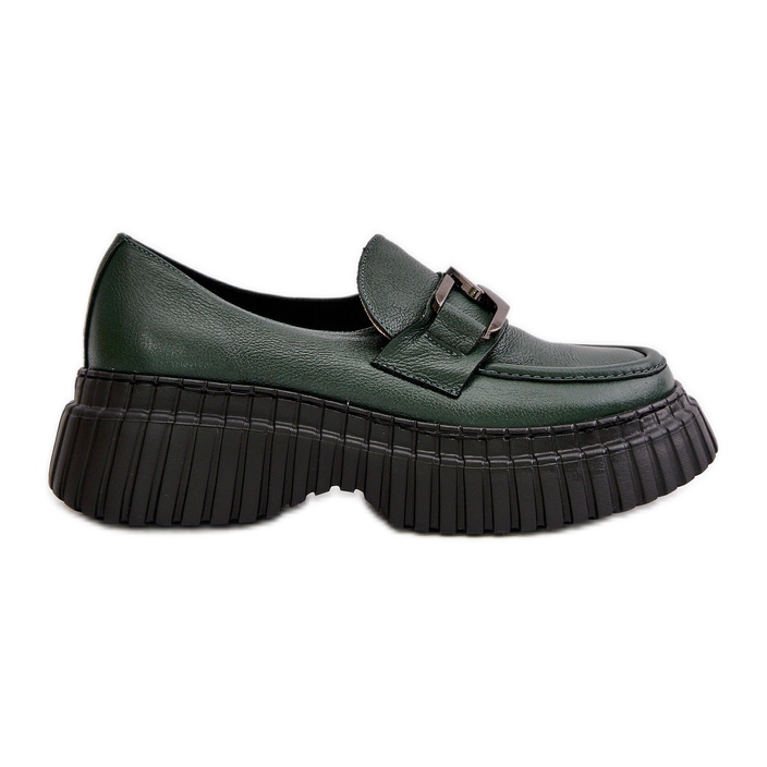 Zazoo 20176 Damen Mokassins Schuhe, Naturleder, Dunkelgrün