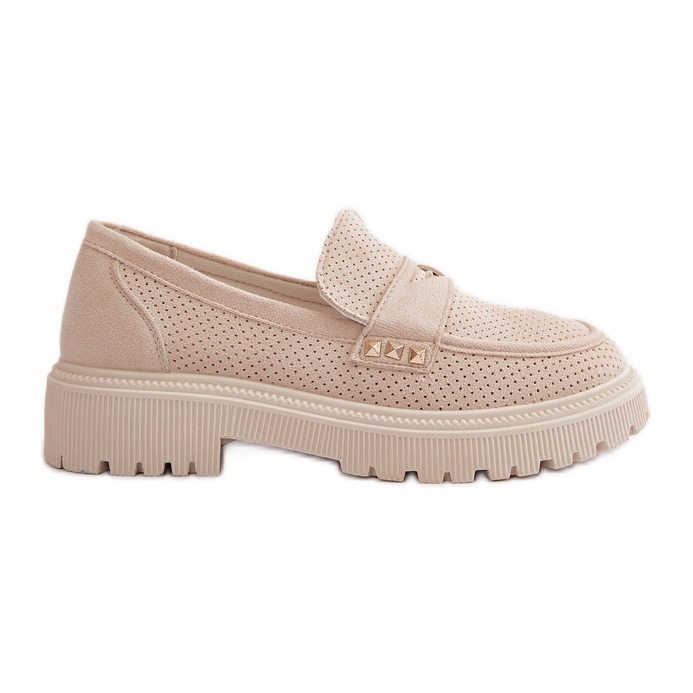 Durchbrochene Damenschuhe Mokassins Hellbeige Tannes