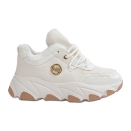 Isolierte Schnür-Sportschuhe für Damen auf der Plattform, weiße Verioras