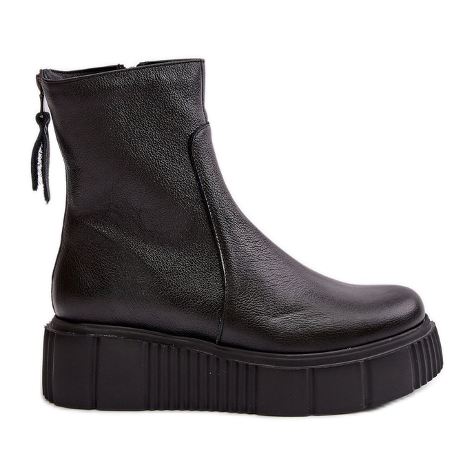 Zazoo 60369 Damen-Lederstiefeletten auf der Plattform, Schwarz