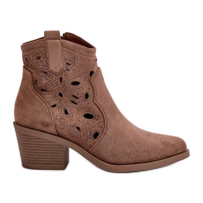 Durchbrochene Cowboystiefel für Damen aus Wildleder in Braun S.Barski HY42-086
