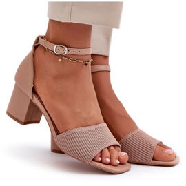 Damensandalen mit hohem Absatz, Beige