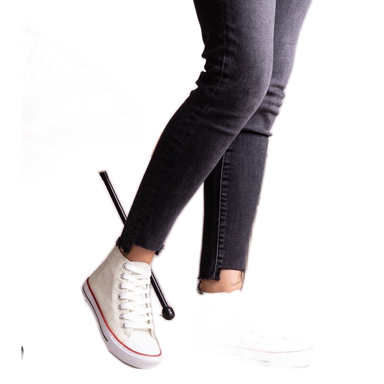 Weiße High-Sneaker aus glänzendem Mesh von Ranifali