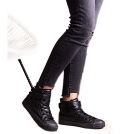 Schwarze High-Top-Sneaker aus Bonbonita-Öko-Leder