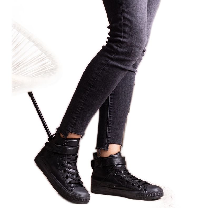 Schwarze High-Top-Sneaker aus Bonbonita-Öko-Leder