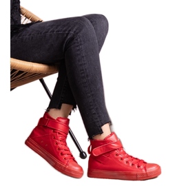 Rote High-Top-Sneaker aus Bonbonita-Öko-Leder