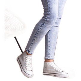 Silber glänzende hohe Sneakers von Ranifali silber-