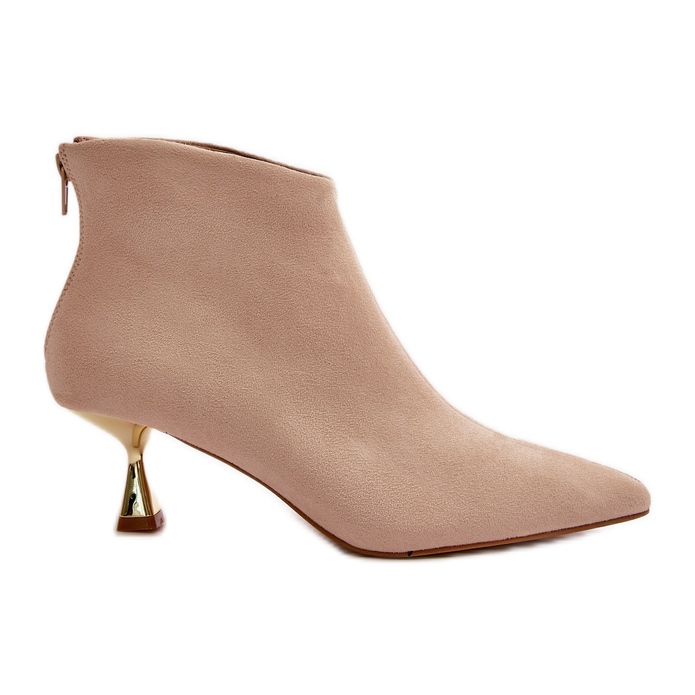 Damen-Stiefel mit hohem Absatz, Öko-Wildleder, Beige, Terlena