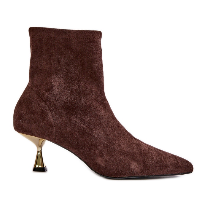 Damenstiefel mit hohem Absatz aus Öko-Wildleder mit spitzen Zehen in Braun Irithare