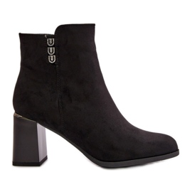 Isolierte Damenstiefel aus Öko-Wildleder mit hohem Absatz, mit Reißverschluss befestigt, schwarze Erillia