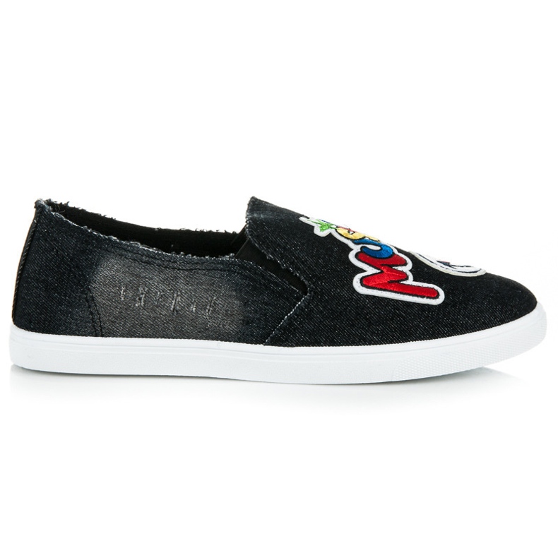 Slipons mit Patches schwarz