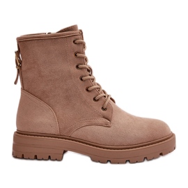 Damen-Arbeiterstiefel, warm, mit Reißverschluss, Öko-Wildleder, Beige Mardia