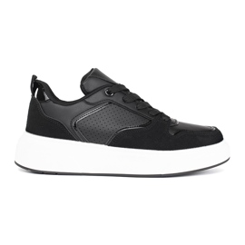 Schwarze Damen-Sneaker mit dicker Sohle