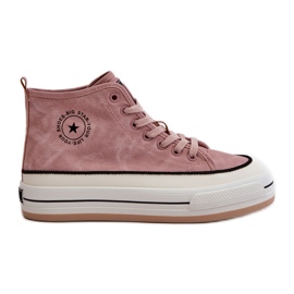 Isolierte Damen-Sneaker auf der Eco-Leder-Plattform Big Star OO274068 Pink rosa