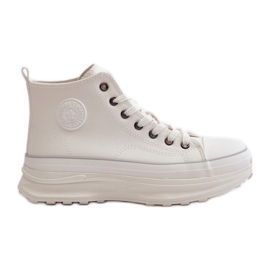 Damen-Plateau-Sneaker aus Öko-Leder Big Star OO274064 Weiß