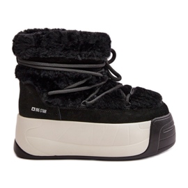 Damen-Schneestiefel aus Leder mit dicker Sohle und Fell Big Star OO274A206 Schwarz