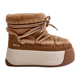 Damen-Schneestiefel aus Leder mit dicker Sohle und Fell Big Star OO274A207 Braun beige