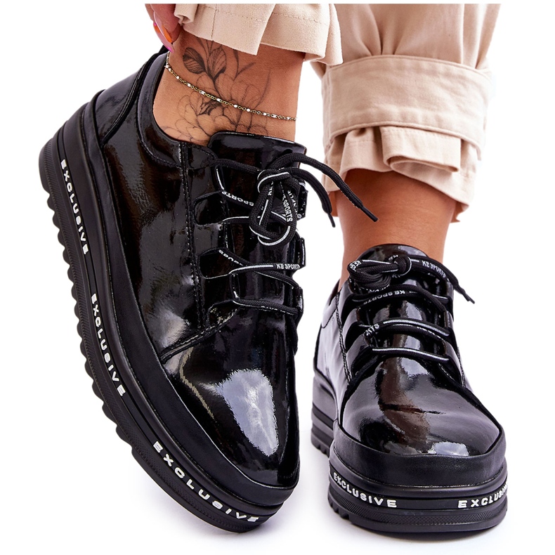 S.Barski Schwarze Chantal-Sneaker aus Lackleder