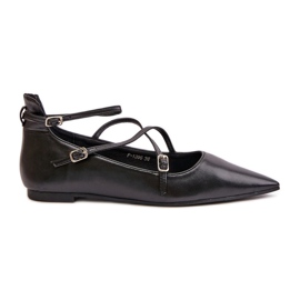 Damen-Ballerinas mit spitzer Spitze und eingewebten Riemen, Black Violra schwarz