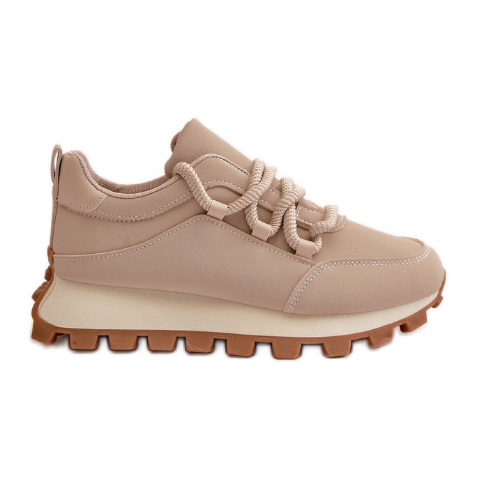Sportschuhe Sneakers auf Plateau aus Öko-Leder, Beige Riadella