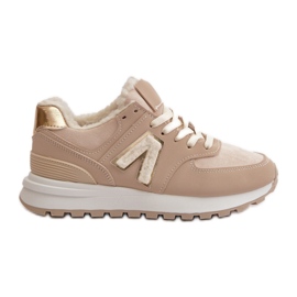 Damen-Sneaker, Sportschuhe, gefüttert mit Schaffell, Beige Ciamara