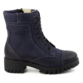 Olivier Damen-Lederstiefel, isolierte Winterstiefel, 272BB, Marineblau