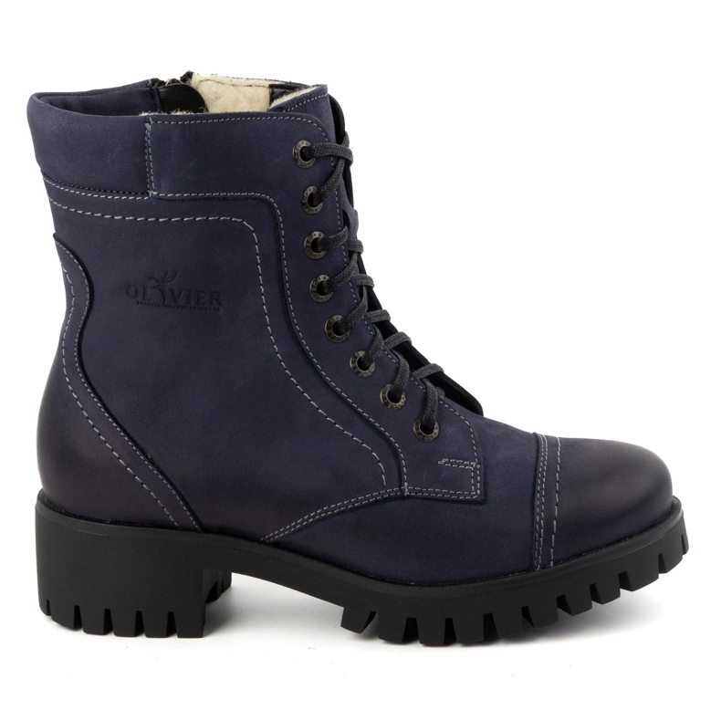 Olivier Damen-Lederstiefel, isolierte Winterstiefel, 272BB, Marineblau