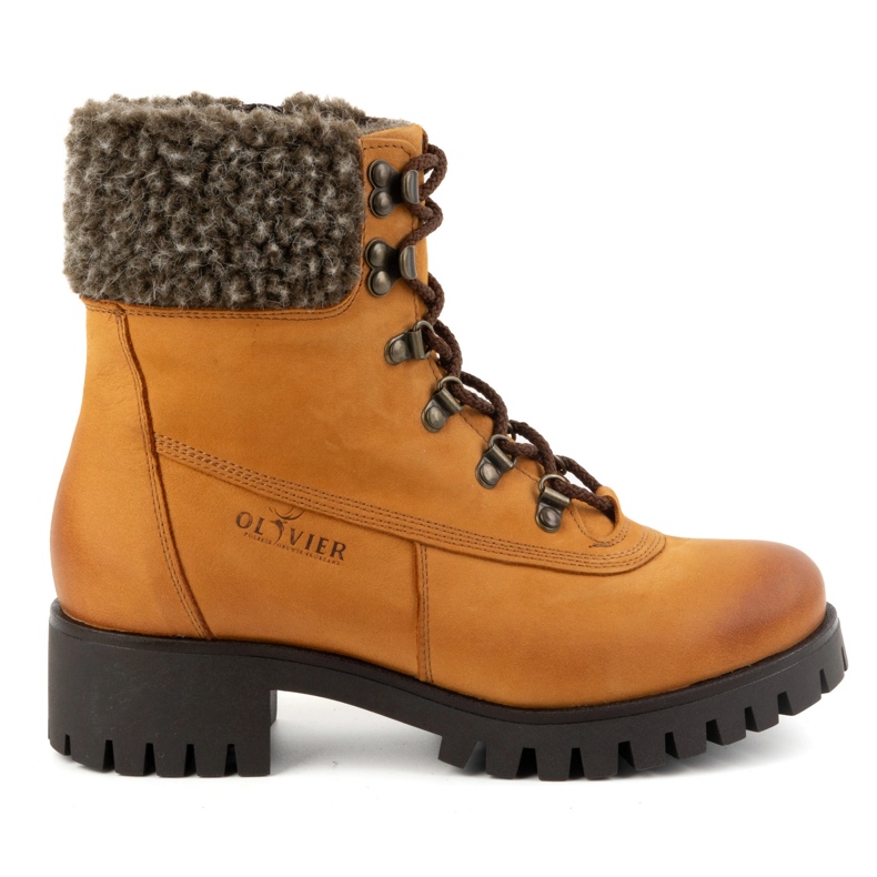 Olivier Damen-Lederstiefel, isolierte Winterstiefel, 330BB, rot orange