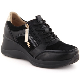 Damen-Keilschuhe aus schwarzem Leder Filippo DP6434