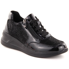 Damen-Keilschuhe aus schwarzem Leder Filippo DP6352