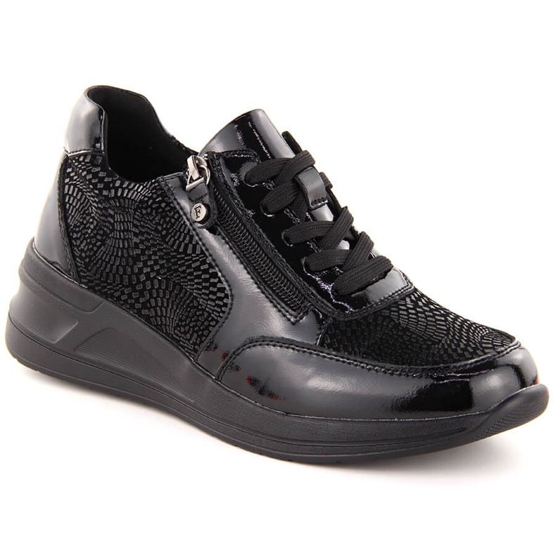 Damen-Keilschuhe aus schwarzem Leder Filippo DP6352