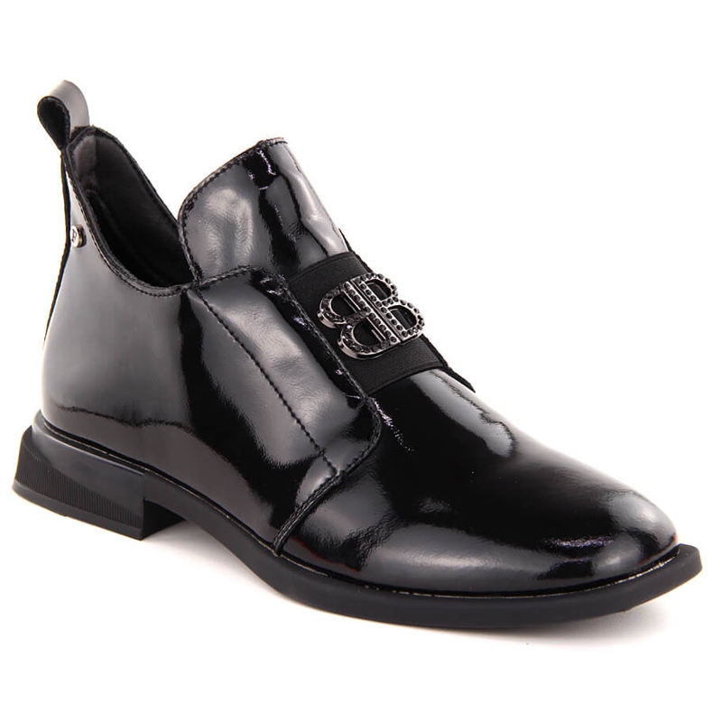 Damen-Stiefeletten aus Lackleder mit Verzierung, schwarz Filippo DBT4763