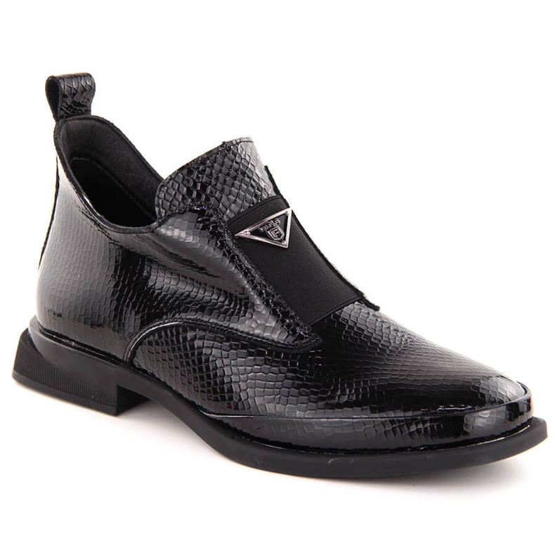 Damen-Stiefeletten aus Lackleder mit Krokodilverzierung, schwarz Filippo DBT6425