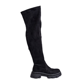 Overknee-Stiefel für Damen aus Öko-Wildleder in Schwarz Irithalla
