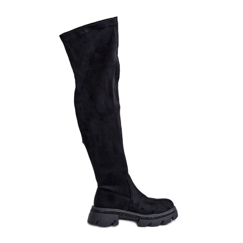 Overknee-Stiefel für Damen aus Öko-Wildleder in Schwarz Irithalla