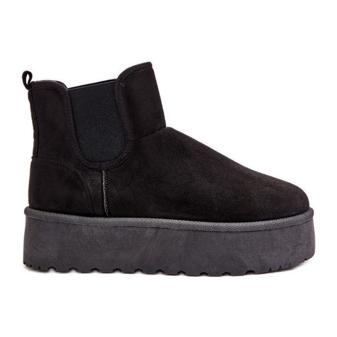 Damen-Schneestiefel mit Plateausohle und elastischen Einsätzen in Schwarz von Rialine