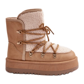 Plateau-Schneestiefel für Damen mit Schnürung, Hellbeige Riaviana braun