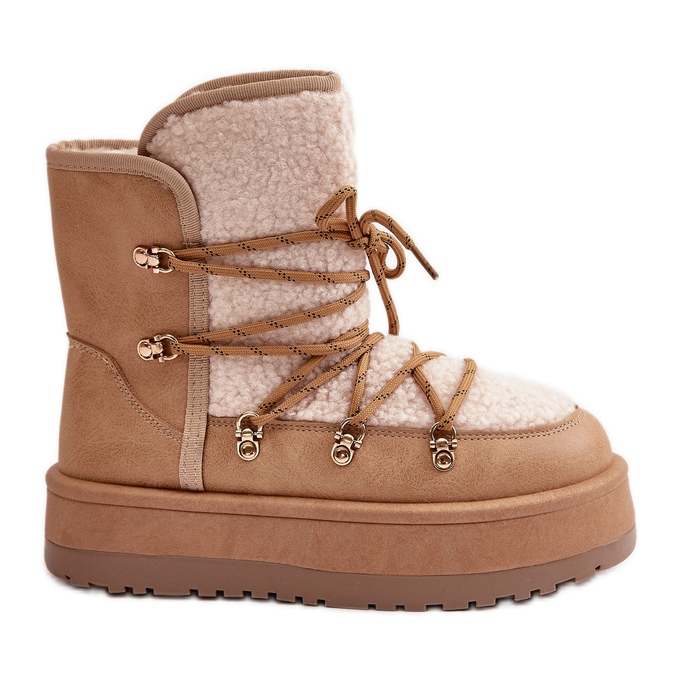 Plateau-Schneestiefel für Damen mit Schnürung, Hellbeige Riaviana braun