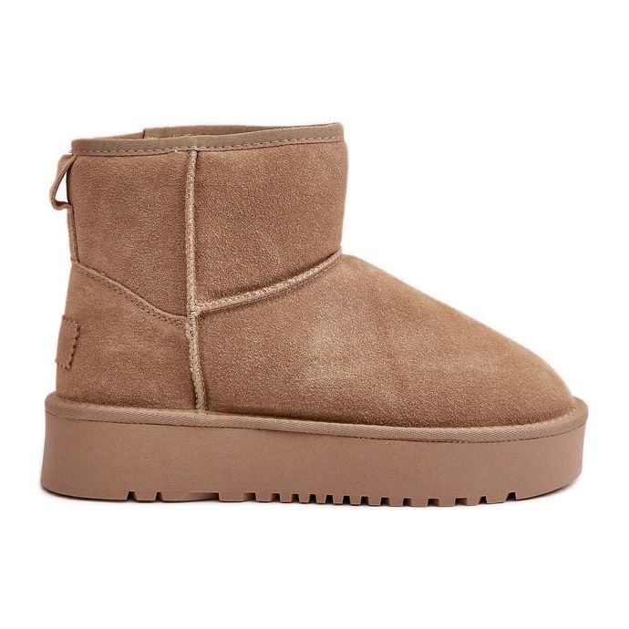 Damen-Schneestiefel aus Wildleder mit Knöchelplattform Beige Rianaella