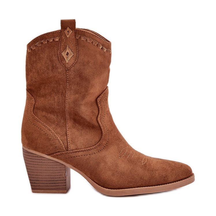 Cowboystiefel mit hohem Absatz aus Öko-Wildleder Camel Narinae braun